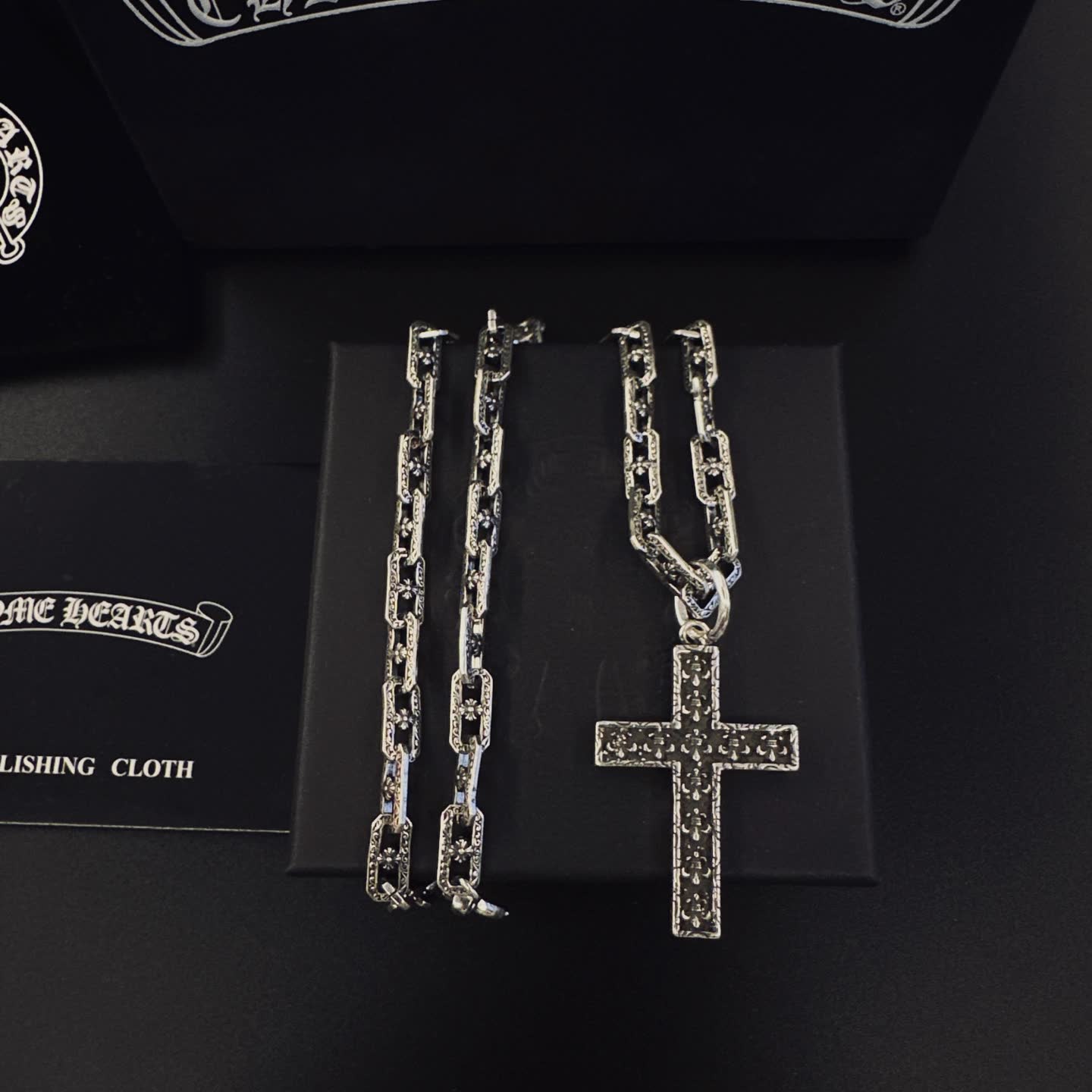 Chrome Hearts Silver Cross Pendant Necklace